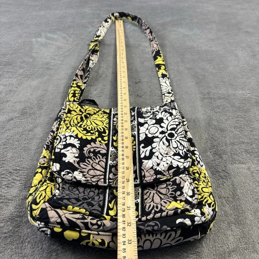 Vera Bradley Crossbody Bag Shoulder Strap Purse Baroque Black Hipster Floral EUC